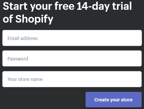 shopify sign up