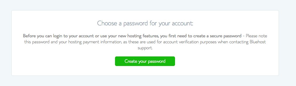 choosing your password for your bluehost account