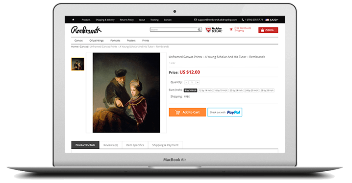 Rembrandt is another popular wordpress dropshipping theme by alidropship