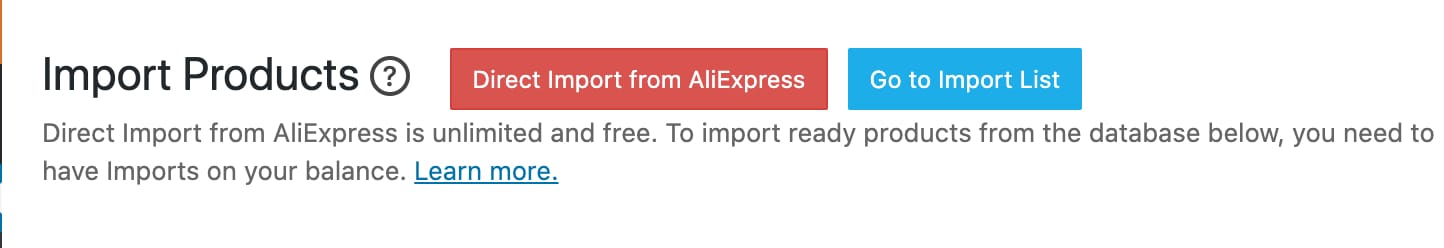importing product directly on aliexpress