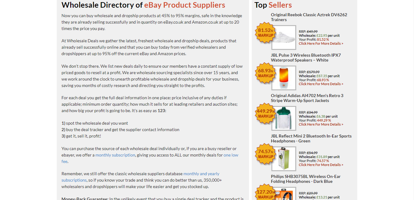 wholesaledeals supplier database categories 