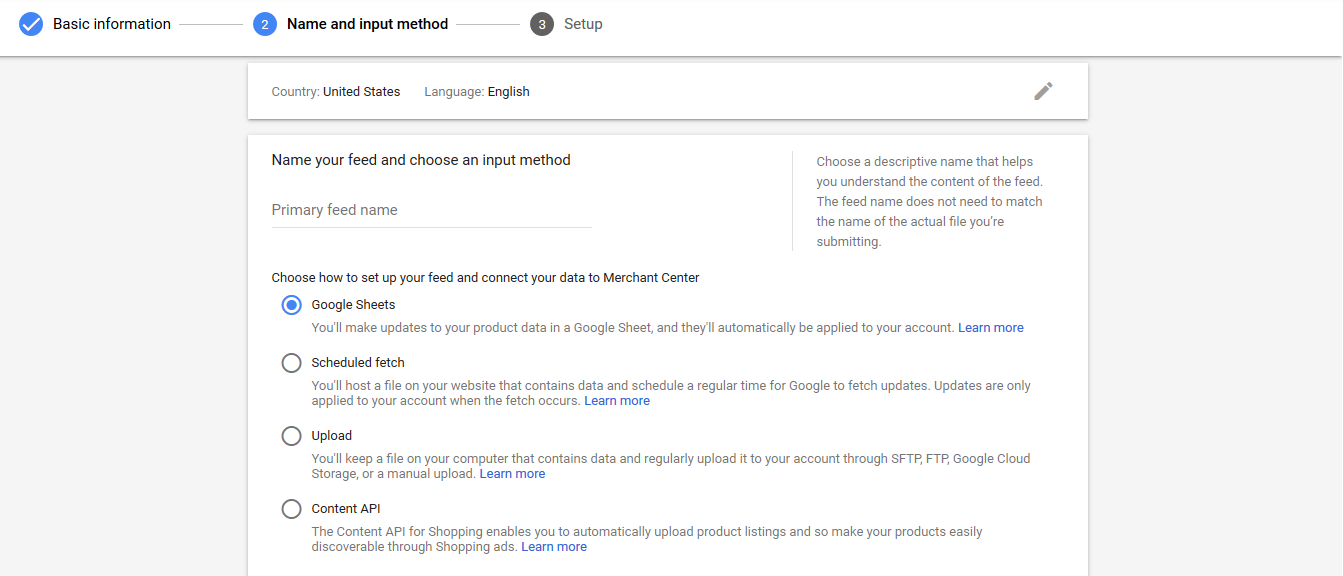 setting up your product feeds in google merchant center