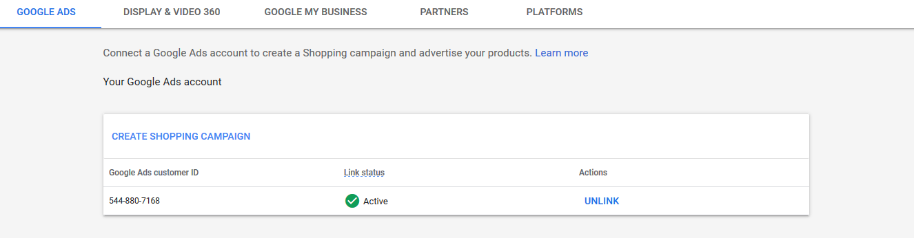 linking your ad account with google shopping