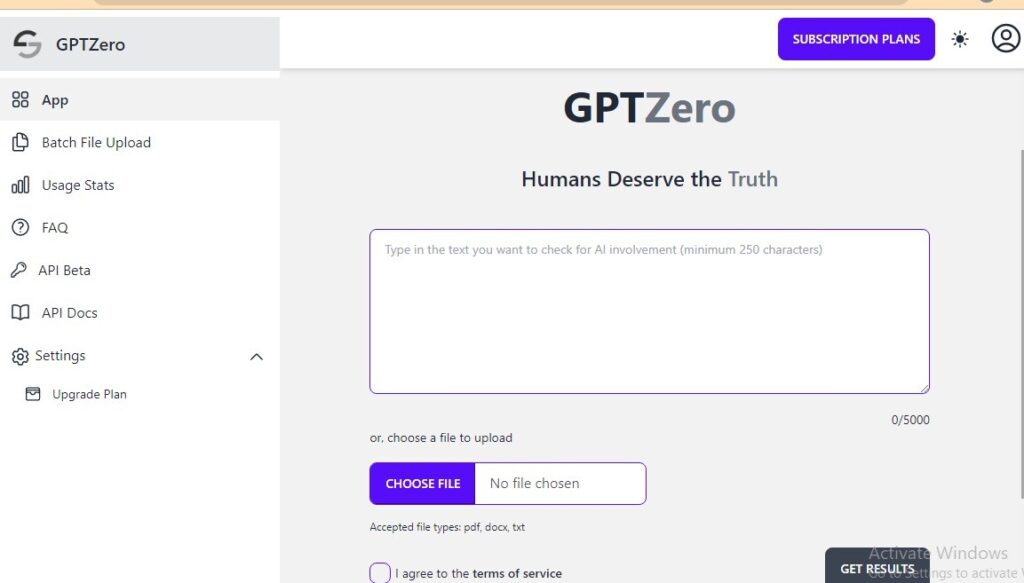 GPTZero AI Content Detector