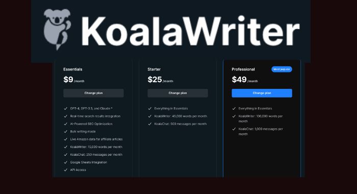 KoalaWriter Pricing Plan