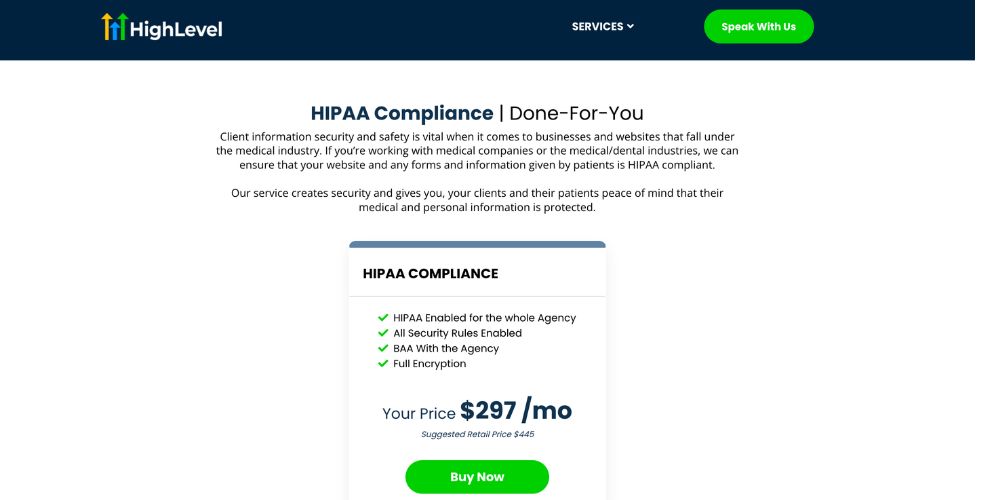 gohighlevel hipaa Compliance